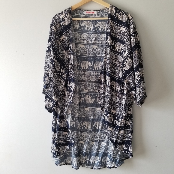 Persun Elephant Print Kimono Cover Up XL - Picture 2 of 8